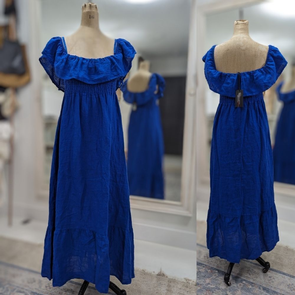 Multi Design Linen Maxi Dress - Picture 5 of 6